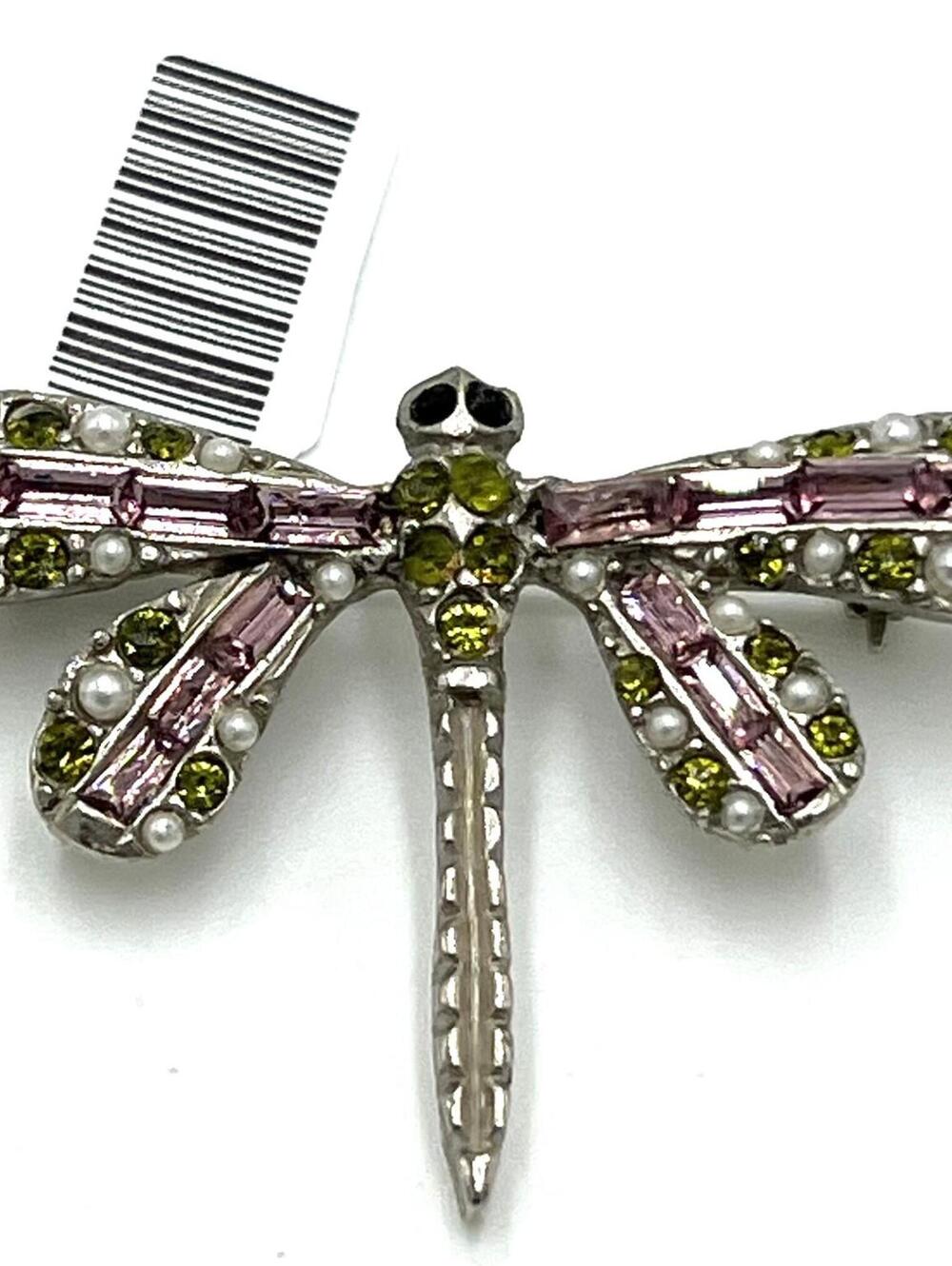 Tiara Misu Dragonfly Purple & Green Rhinestone Brooch